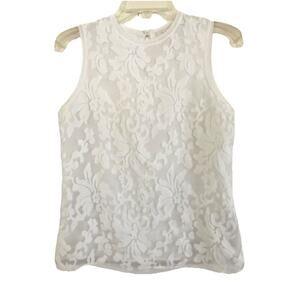 Ted Baker White Lace Front Sleeveless Top